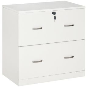 Cajonera de escritorio con 2 cajones, guías para carpetas A4, cerradura y 2 llaves, 77x42x72 cm, blanco