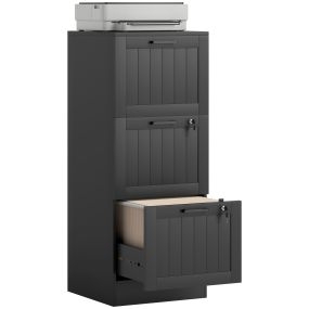 Cajonera de escritorio con 3 cajones, 2 cerraduras, riel colgante A4 y Carta, 40x40x101 cm, negro