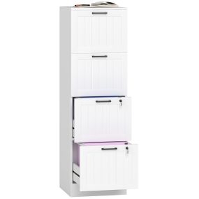 Cajonera de escritorio con 4 cajones, 2 cerraduras, para A4 y carta, 40x40x131 cm, blanco