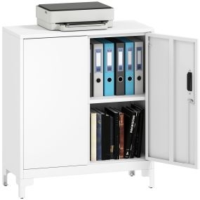 Armario archivador metálico con 2 puertas y cerradura 80x35x91 cm blanco