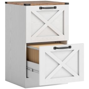 Cajonera de escritorio con 2 cajones, archivador y soporte para impresora, 40x40x71 cm, blanco