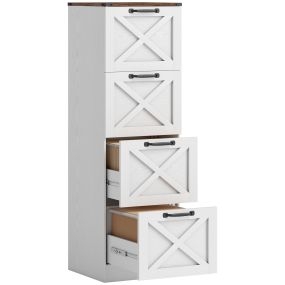 Cajonera de escritorio con 4 cajones, archivador, soporte para impresora, 40x40x131 cm, blanco