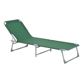 Cama de camping plegable con respaldo ajustable 4 niveles 187x58x28 cm verde carga 120 kg