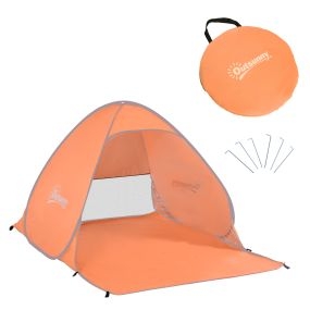 Tienda de playa pop-up para 2-3 personas portátil con protección solar UV 200x150x119 cm naranja