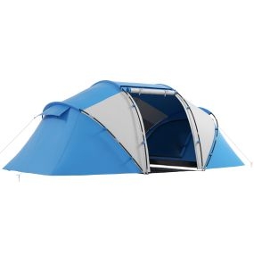 Tienda de campaña familiar tipo túnel para 4-6 personas, 2 dormitorios, 430x230x170 cm, azul