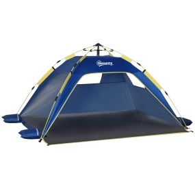 Tienda de playa plegable pop-up para 1-2 personas con protección UV e impermeable azul oscuro 220x173x120 cm