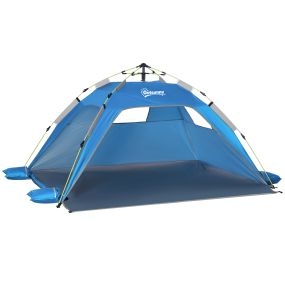 Tienda de playa plegable pop-up para 1-2 personas con protección UV e impermeable azul 220x173x120 cm