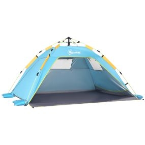 Tienda de playa plegable pop-up para 1-2 personas, protección UV, impermeable, azul claro, 220x173x120 cm