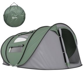 Tienda de campaña pop up para 4-5 personas impermeable anti-UV con ventanas, bolsillos y bolsa de transporte 263,5x220x123 cm verde y gris