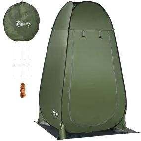 Tienda de campaña instantánea pop-up para ducha camping portátil con gancho, bolsillo y bolsa de transporte, UV 20+, 126x124x189 cm, verde oliva
