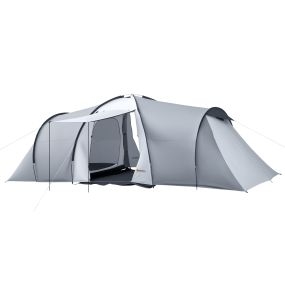 Tienda de campaña familiar para 4-6 personas plegable ligera con 2 ventanas gris 590x245x193 cm