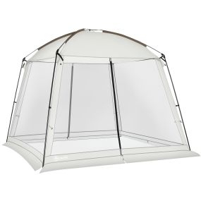 Carpa de jardín 3x3 m blanca con mosquiteras, 2 puertas, UV50+ y bolsa de transporte
