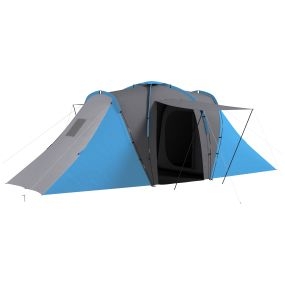 Tienda de campaña familiar tipo túnel para 4-6 personas impermeable 2000 mm plegable 555x225x190 cm gris y azul