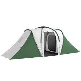 Tienda de campaña familiar tipo túnel para 4-6 personas 555x225x190 cm impermeable 3000 mm gris y verde