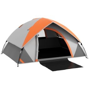 Tienda de campaña para 2 personas plegable ligera impermeable 3000 mm 210x150x110 cm gris y naranja