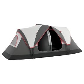 Tienda de campaña familiar para 6-8 personas plegable con 2 habitaciones 450x215x180 cm gris