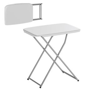 Mesa plegable camping 75x50x73,5 cm altura ajustable 5 niveles HDPE y metal blanco
