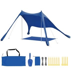 Carpa de playa plegable 208x200 cm azul para 2-4 personas con UPF50+ y bolsa de transporte