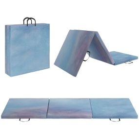 Colchoneta de gimnasia plegable 180x60x5 cm azul degradado con asas de transporte