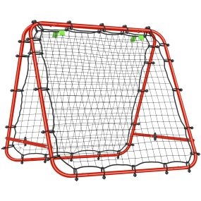 Red de rebote plegable de doble cara para fútbol, ángulo ajustable 5 niveles, 100x95x90 cm, rojo