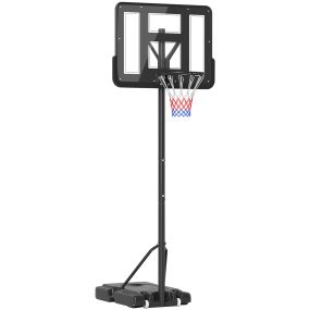 Canasta de Baloncesto de Exterior con Altura Ajustable 220-365 cm Aro de Baloncesto Portátil con Soporte Canasta de Baloncesto con Ruedas Base Rellenable Negro