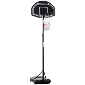 Canasta de baloncesto exterior ajustable 160-210 cm portátil con tablero de PE, ruedas y base rellenable negra