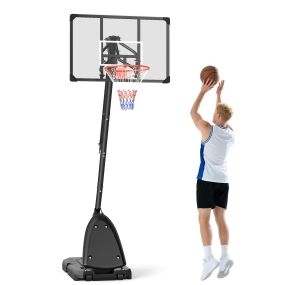 Canasta de baloncesto exterior altura ajustable 236-293 cm tablero de PC con ruedas negra