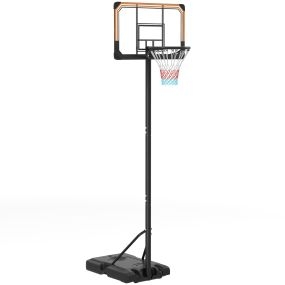 Canasta de baloncesto de exterior ajustable 182-213 cm con ruedas y base rellenable negra