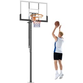Canasta de baloncesto exterior con soporte, altura ajustable 230-375 cm, tablero 120 cm, aro Ø48 cm