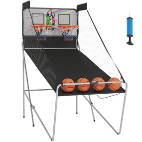 Juego de canastas plegable con contador y marcador electrónico, soporte de acero, 205x110x205 cm