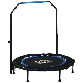 Trampolín de fitness para adultos Ø102 cm plegable con mango ajustable, acero, negro y azul
