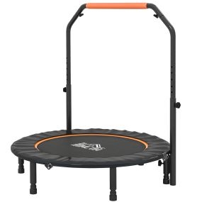 Trampolín de fitness para adultos Ø114 cm plegable con mango ajustable, acero, naranja y negro