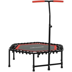 Trampolín de fitness 114x114x132 cm con mango ajustable de 3 niveles rojo y negro