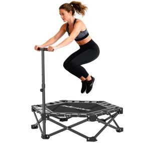 Trampolín de fitness plegable 104 cm con barra ajustable y bolsa de transporte