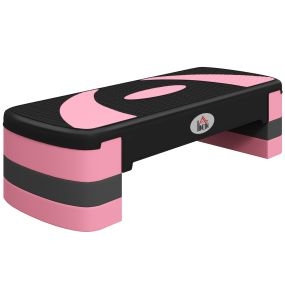 Step aeróbico antideslizante regulable 3 niveles 10/15/20 cm rosa 80x31x20 cm carga 150 kg