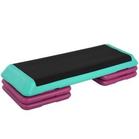 Step de aeróbic antideslizante regulable 3 niveles 10/15/20 cm, 150 kg, 110x40x20 cm, multicolor