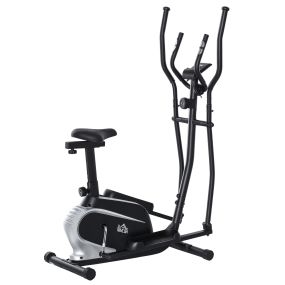 Bicicleta elíptica magnética ajustable 8 niveles con sillín regulable LCD pulsómetro negro