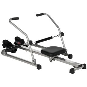 Máquina de remo hidráulica plegable con 3 niveles de resistencia, monitor digital y pedal antideslizante, acero, 129x70x70 cm, negro y plata