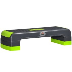 Step aeróbico antideslizante ajustable 10/15/20 cm 78x28x20 cm gris y verde carga 150 kg