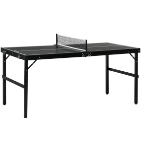 Mesa de ping pong plegable de aluminio portátil con red para interiores y exteriores 152x76x72 cm negro
