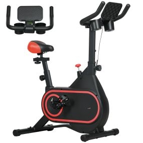 Bicicleta estática con volante de inercia 4 kg, resistencia magnética, LCD, roja