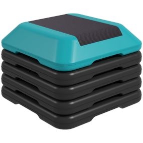 Step aeróbico antideslizante ajustable 10/15/20/25/30 cm carga 150 kg azul