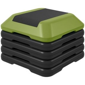 Step aeróbico antideslizante ajustable 10/15/20/25/30 cm, carga 150 kg, verde