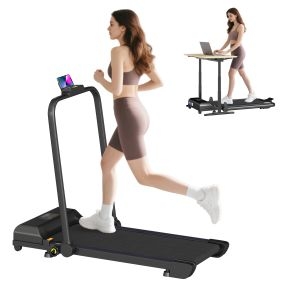 Cinta de correr plegable 2 en 1 para casa y escritorio 2,5HP 10 km/h negra