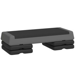 Step aeróbico antideslizante regulable 3 niveles 10,5/15,5/20,5 cm 250 kg gris y negro
