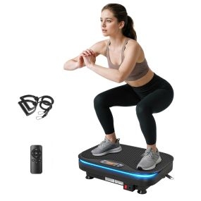 Plataforma vibratoria con 99 velocidades, 3 programas, Bluetooth, LED, luces y mando a distancia