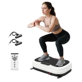 Plataforma vibratoria 50 velocidades 3 programas con pantalla LED, mando a distancia y bandas elásticas para entrenamiento corporal completo en casa