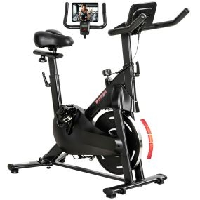 Bicicleta estática magnética regulable silenciosa con pantalla LCD, asiento y manillar ajustables, carga 120 kg