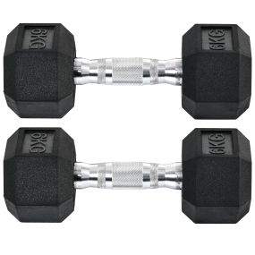 Juego de mancuernas hexagonales 2 x 6 kg con barras de conexión para gimnasio en casa