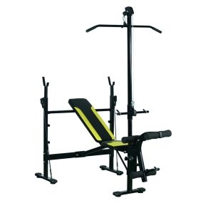 Banco de musculación multifuncional reclinable ajustable 300 kg 175x110x202 cm negro